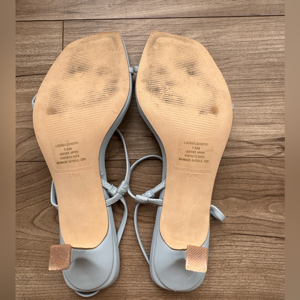 Steve Madden Locke strappy sandals light blue square toe kitten heel Size 7.5 - Picture 9 of 10